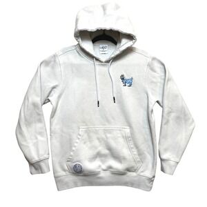 GOAT USA Hoodie Mens Size XS White Graphic Print Pullover Sweatshirt Embroidered
